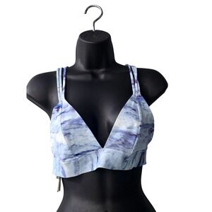 Victoria's Secret PINK Bonded Bralette Blue Criss Cross Tie Dye Bra Back Large